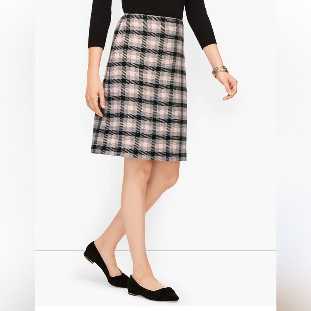 Talbots NWT festive check skirt wool blend size 10